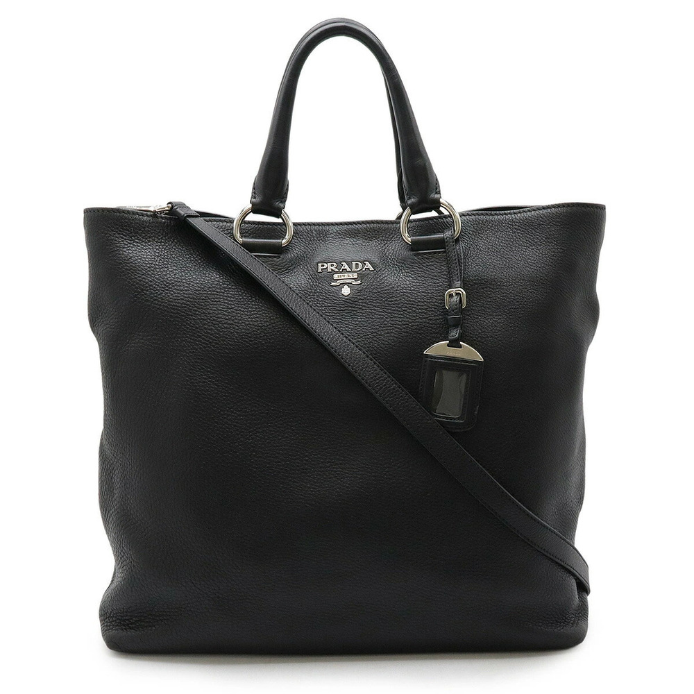 Prada Tote Tessuto Saffiano Bag Crossbody Leather NERO Black Duty